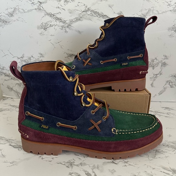 Polo Ralph Lauren Ranger Mid Country Corduroy Suede Leather Boots Men’s Size 9.5